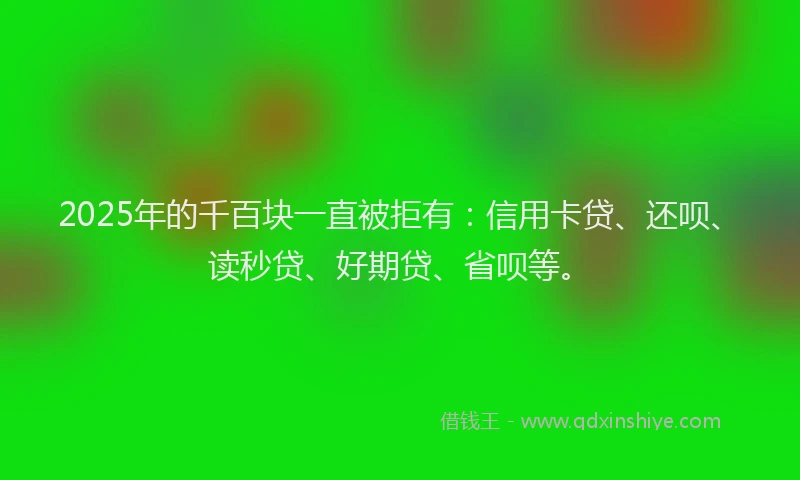2025年的千百块一直被拒有：信用卡贷、还呗、读秒贷、好期贷、省呗等。