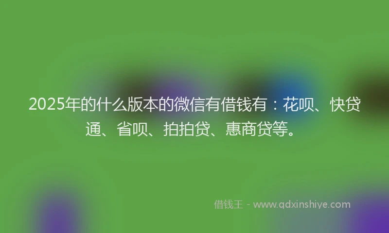 2025年的什么版本的微信有借钱有：花呗、快贷通、省呗、拍拍贷、惠商贷等。