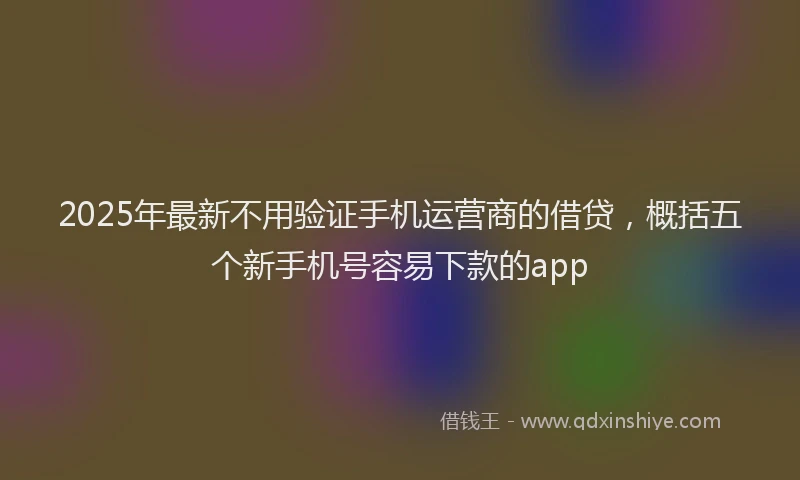 2025年最新不用验证手机运营商的借贷，概括五个新手机号容易下款的app