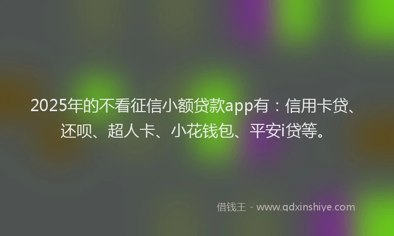 2025年的不看征信小额贷款app有：信用卡贷、还呗、超人卡、小花钱包、平安i贷等。