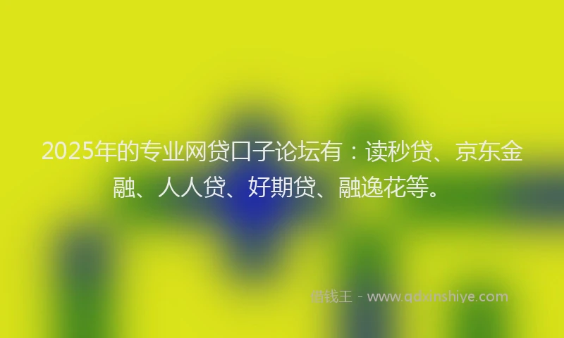 2025年的专业网贷口子论坛有：读秒贷、京东金融、人人贷、好期贷、融逸花等。