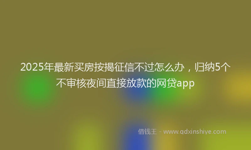 2025年最新买房按揭征信不过怎么办，归纳5个不审核夜间直接放款的网贷app