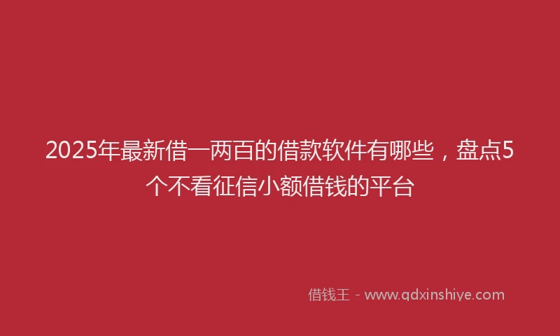 2025年最新借一两百的借款软件有哪些，盘点5个不看征信小额借钱的平台