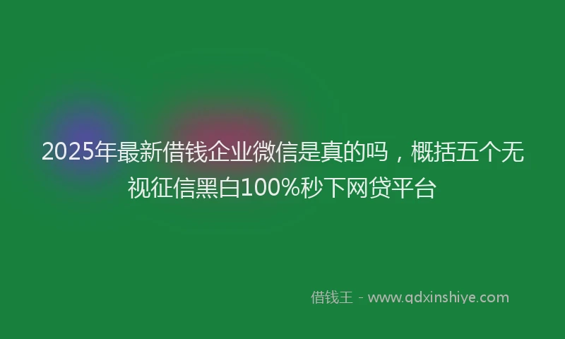 2025年最新借钱企业微信是真的吗，概括五个无视征信黑白100%秒下网贷平台