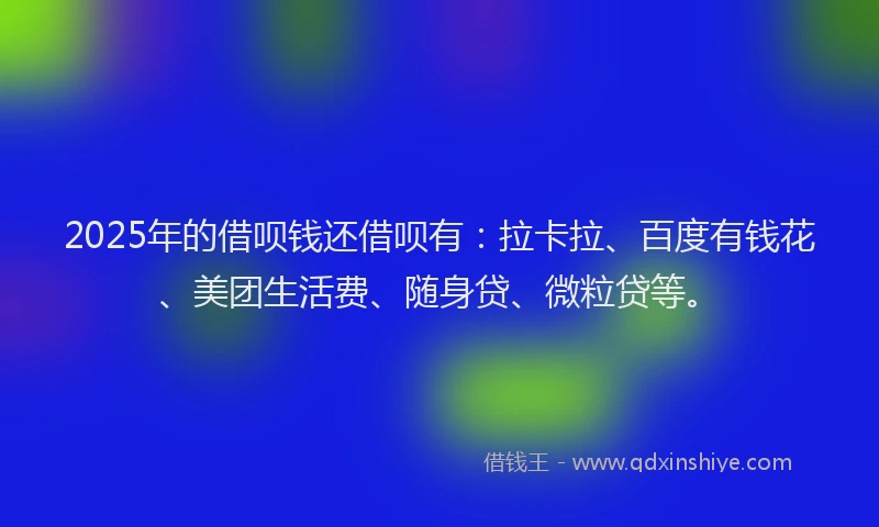 2025年的借呗钱还借呗有：拉卡拉、百度有钱花、美团生活费、随身贷、微粒贷等。