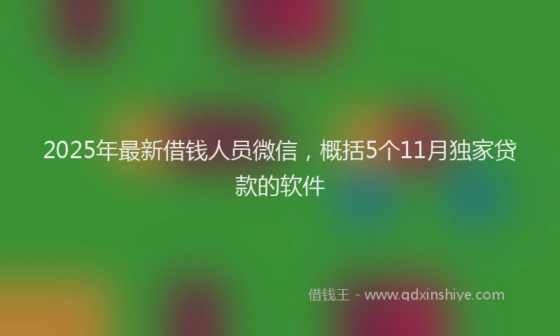 2025年最新借钱人员微信，概括5个11月独家贷款的软件