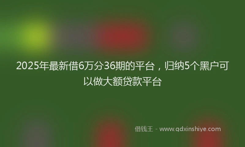 2025年最新借6万分36期的平台，归纳5个黑户可以做大额贷款平台