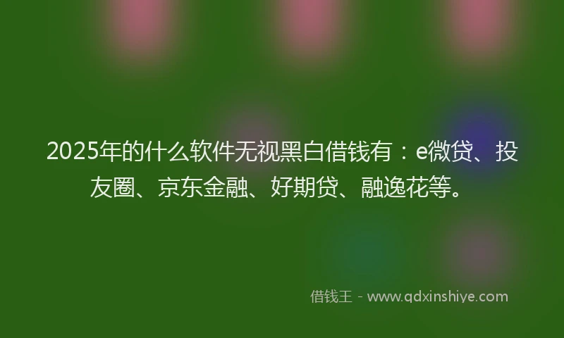 2025年的什么软件无视黑白借钱有：e微贷、投友圈、京东金融、好期贷、融逸花等。