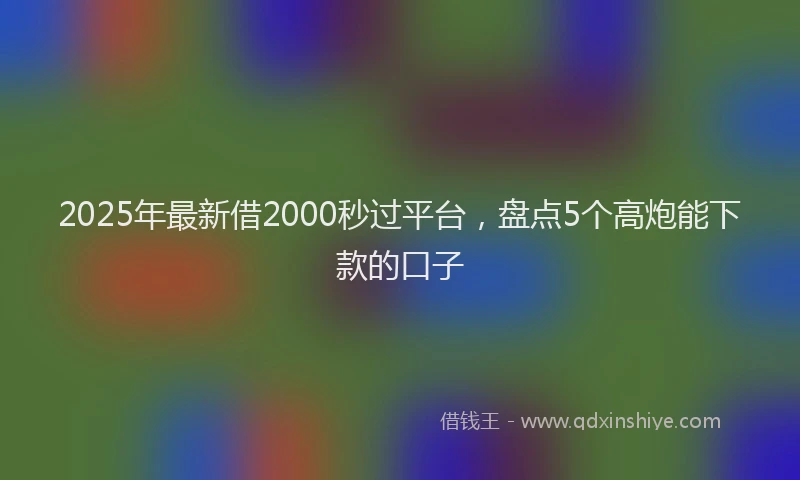 2025年最新借2000秒过平台，盘点5个高炮能下款的口子