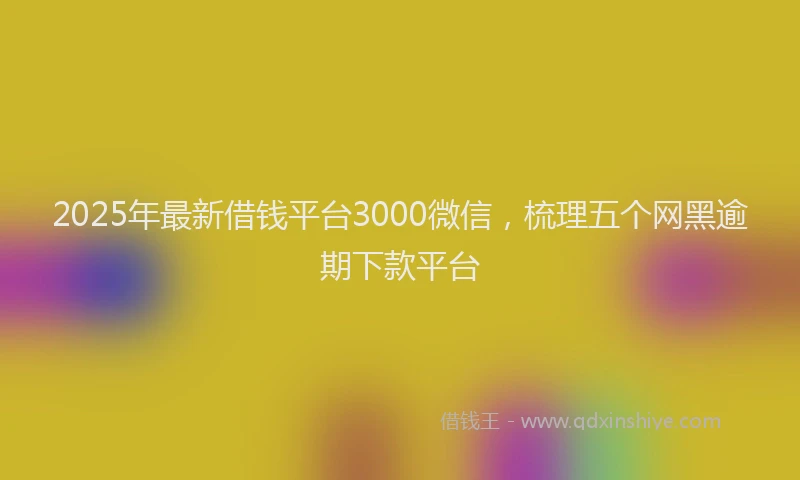2025年最新借钱平台3000微信，梳理五个网黑逾期下款平台
