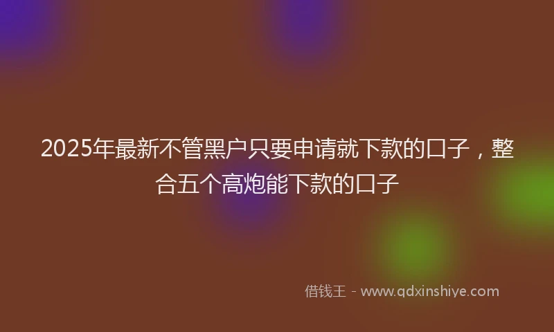 2025年最新不管黑户只要申请就下款的口子，整合五个高炮能下款的口子