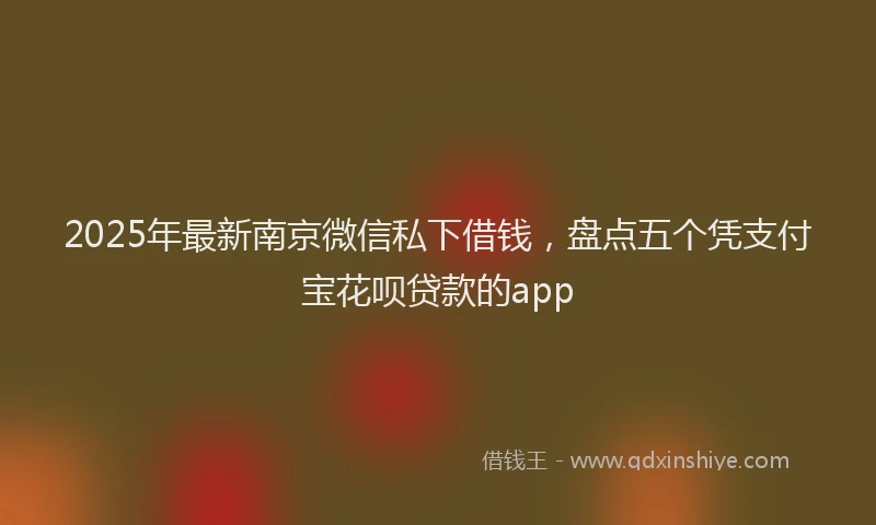 2025年最新南京微信私下借钱，盘点五个凭支付宝花呗贷款的app