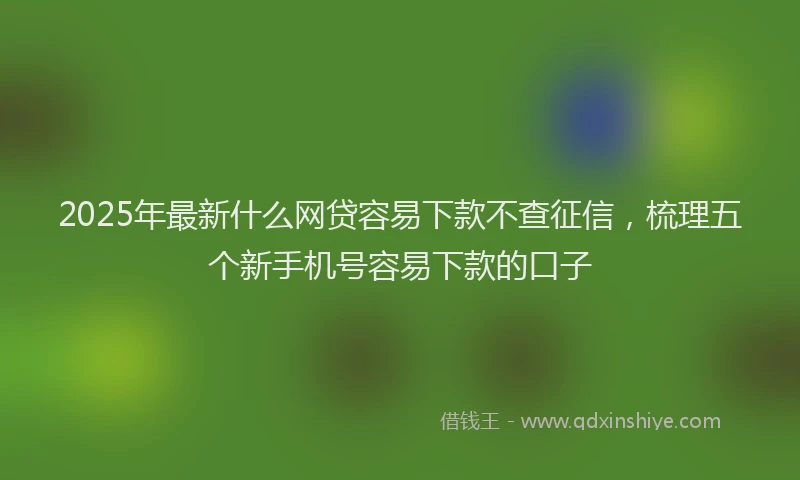 2025年最新什么网贷容易下款不查征信，梳理五个新手机号容易下款的口子
