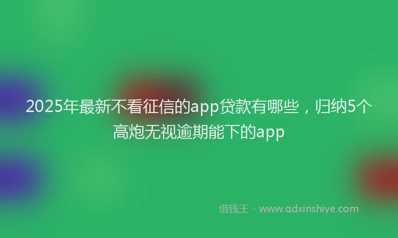 2025年最新不看征信的app贷款有哪些，归纳5个高炮无视逾期能下的app