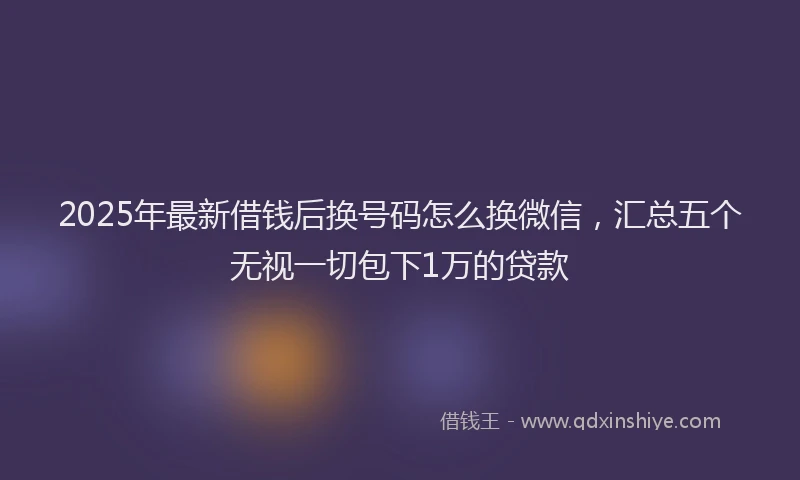 2025年最新借钱后换号码怎么换微信，汇总五个无视一切包下1万的贷款