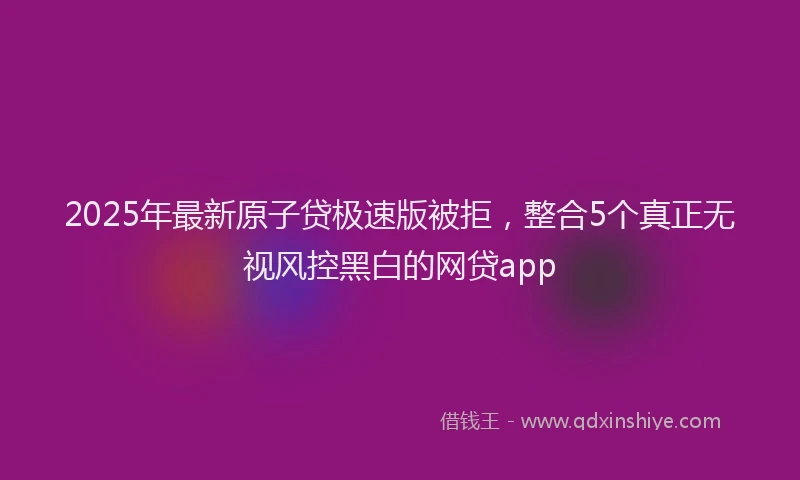 2025年最新原子贷极速版被拒，整合5个真正无视风控黑白的网贷app