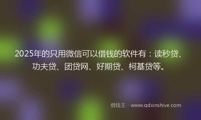 2025年的只用微信可以借钱的软件有：读秒贷、功夫贷、团贷网、好期贷、柯基贷等。