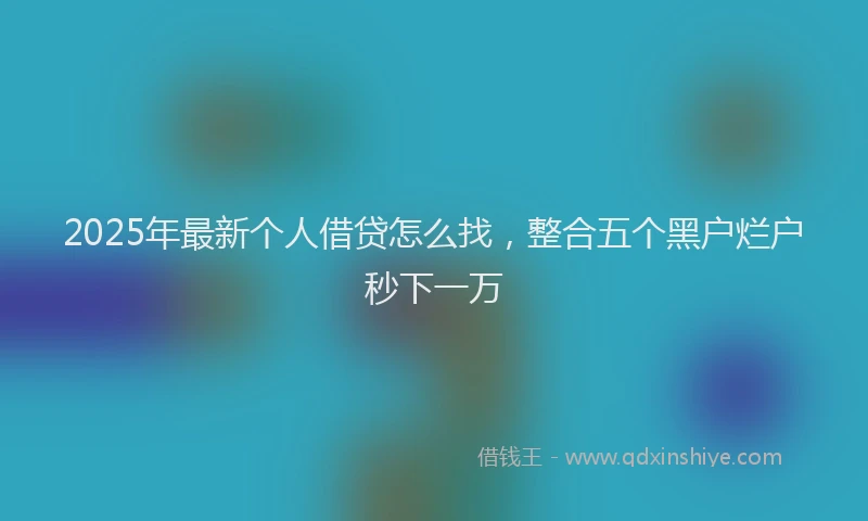 2025年最新个人借贷怎么找，整合五个黑户烂户秒下一万