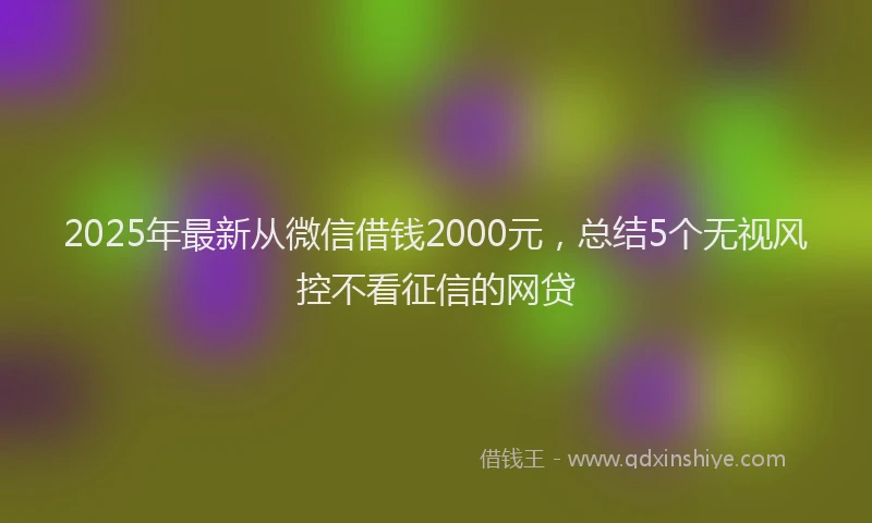 2025年最新从微信借钱2000元，总结5个无视风控不看征信的网贷