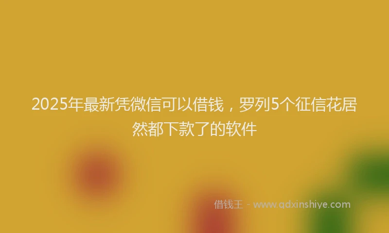 2025年最新凭微信可以借钱，罗列5个征信花居然都下款了的软件