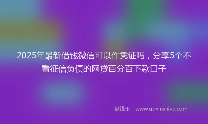 2025年最新借钱微信可以作凭证吗，分享5个不看征信负债的网贷百分百下款口子