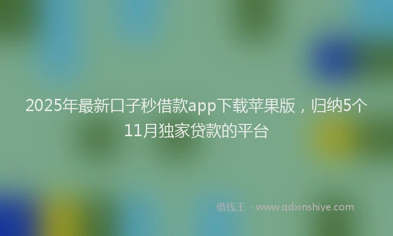 2025年最新口子秒借款app下载苹果版，归纳5个11月独家贷款的平台