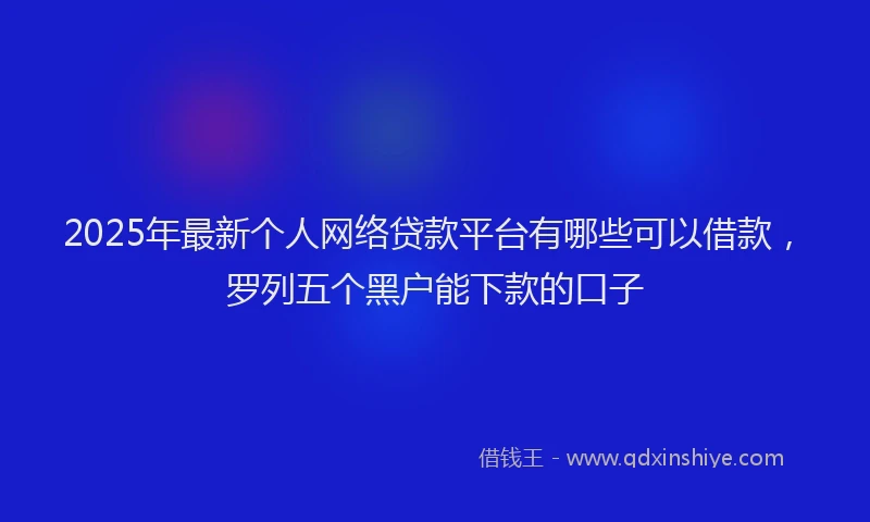 2025年最新个人网络贷款平台有哪些可以借款，罗列五个黑户能下款的口子