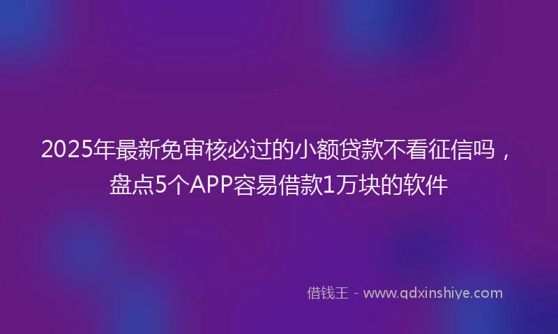 2025年最新免审核必过的小额贷款不看征信吗，盘点5个APP容易借款1万块的软件