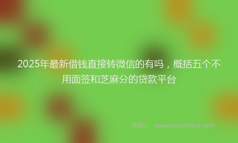 2025年最新借钱直接转微信的有吗，概括五个不用面签和芝麻分的贷款平台