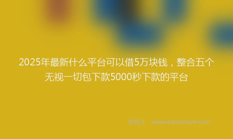 2025年最新什么平台可以借5万块钱，整合五个无视一切包下款5000秒下款的平台