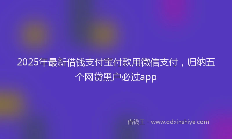 2025年最新借钱支付宝付款用微信支付，归纳五个网贷黑户必过app