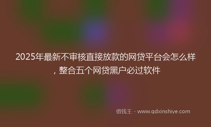 2025年最新不审核直接放款的网贷平台会怎么样，整合五个网贷黑户必过软件