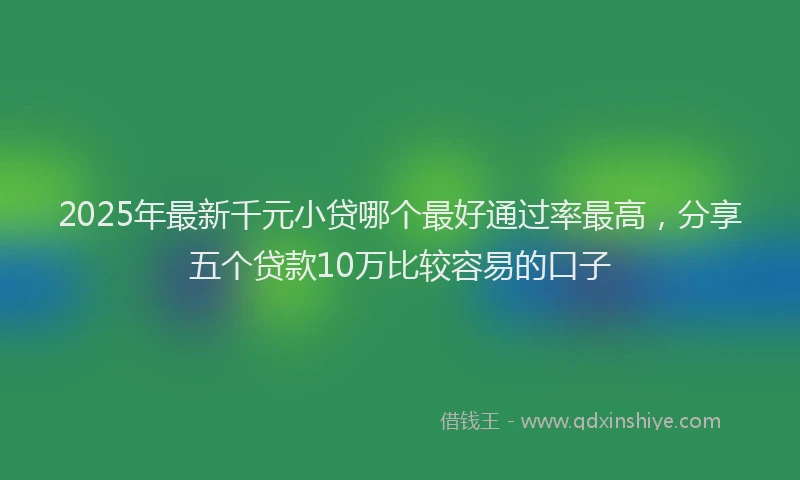 2025年最新千元小贷哪个最好通过率最高，分享五个贷款10万比较容易的口子