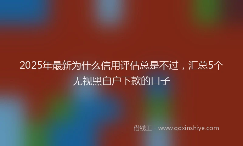 2025年最新为什么信用评估总是不过，汇总5个无视黑白户下款的口子