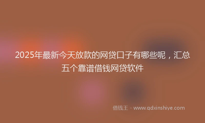 2025年最新今天放款的网贷口子有哪些呢，汇总五个靠谱借钱网贷软件