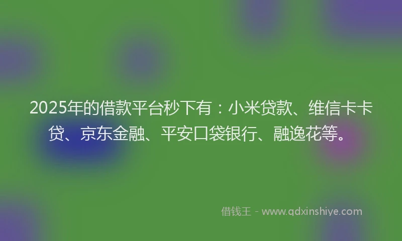 2025年的借款平台秒下有：小米贷款、维信卡卡贷、京东金融、平安口袋银行、融逸花等。