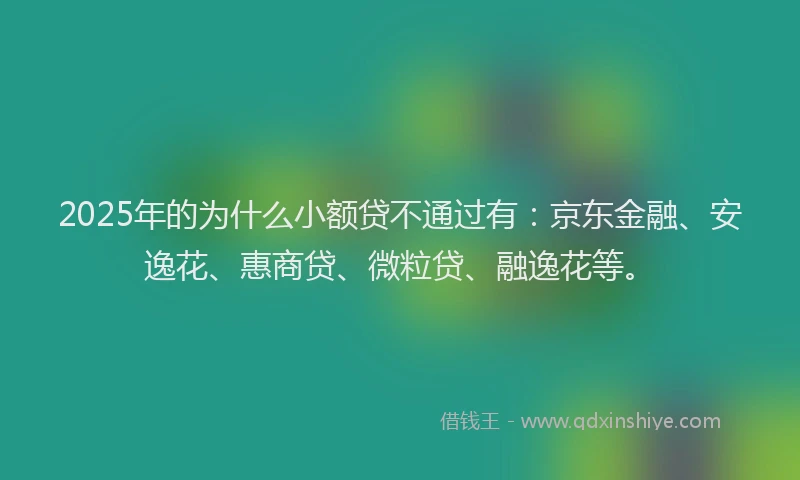 2025年的为什么小额贷不通过有：京东金融、安逸花、惠商贷、微粒贷、融逸花等。