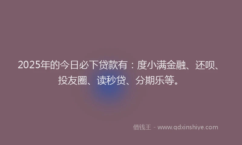 2025年的今日必下贷款有：度小满金融、还呗、投友圈、读秒贷、分期乐等。