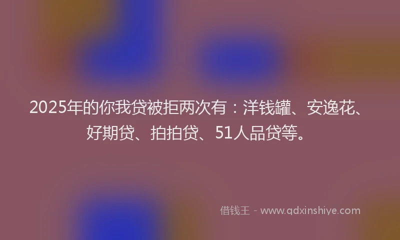 2025年的你我贷被拒两次有：洋钱罐、安逸花、好期贷、拍拍贷、51人品贷等。