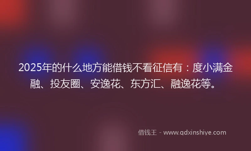 2025年的什么地方能借钱不看征信有：度小满金融、投友圈、安逸花、东方汇、融逸花等。