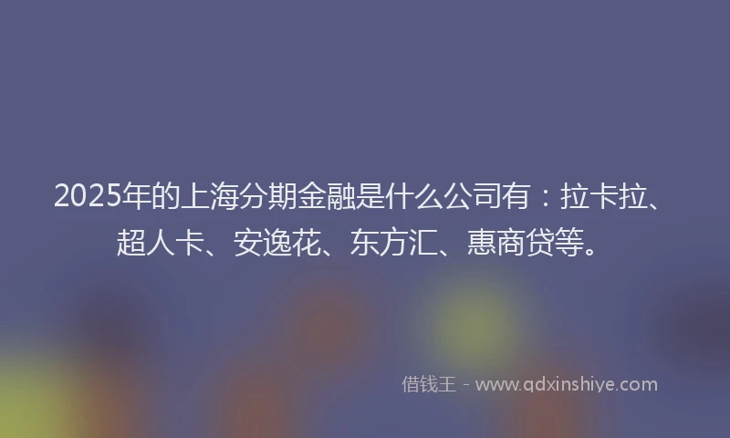 2025年的上海分期金融是什么公司有：拉卡拉、超人卡、安逸花、东方汇、惠商贷等。