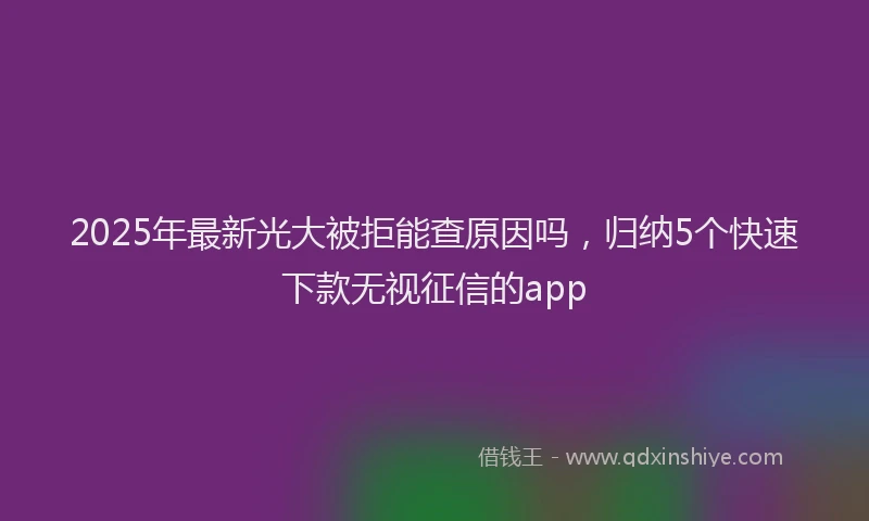 2025年最新光大被拒能查原因吗，归纳5个快速下款无视征信的app