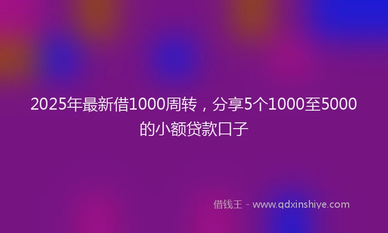 2025年最新借1000周转，分享5个1000至5000的小额贷款口子