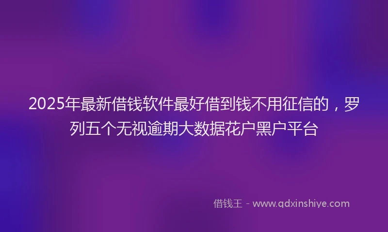 2025年最新借钱软件最好借到钱不用征信的，罗列五个无视逾期大数据花户黑户平台
