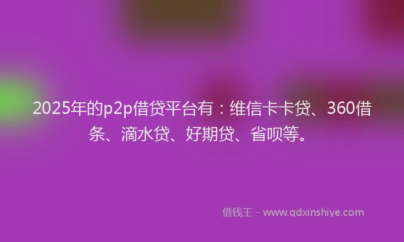 2025年的p2p借贷平台有：维信卡卡贷、360借条、滴水贷、好期贷、省呗等。