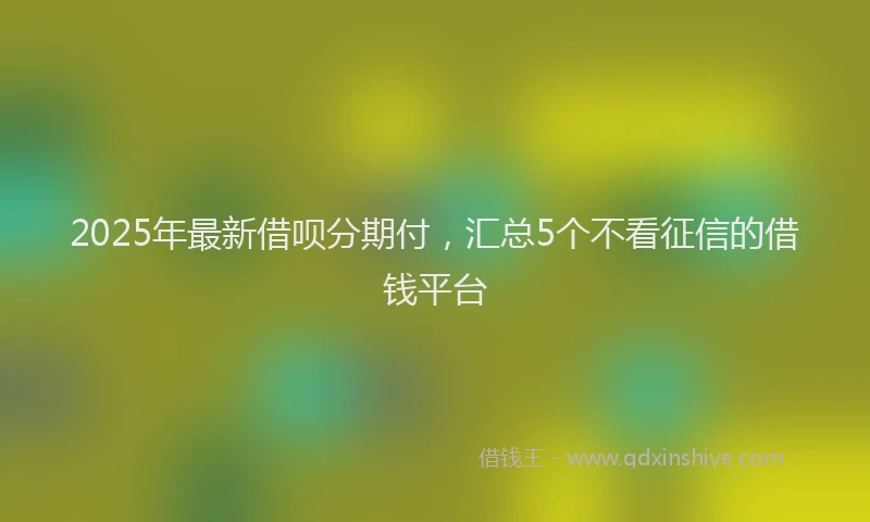 2025年最新借呗分期付，汇总5个不看征信的借钱平台