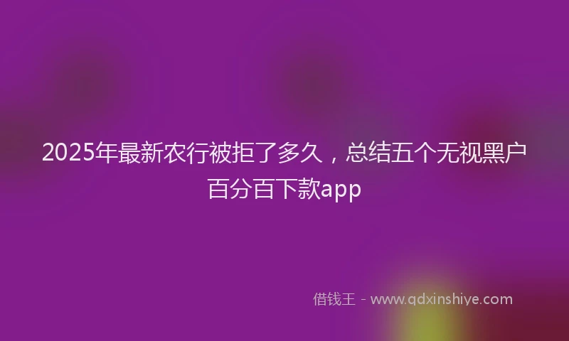 2025年最新农行被拒了多久，总结五个无视黑户百分百下款app