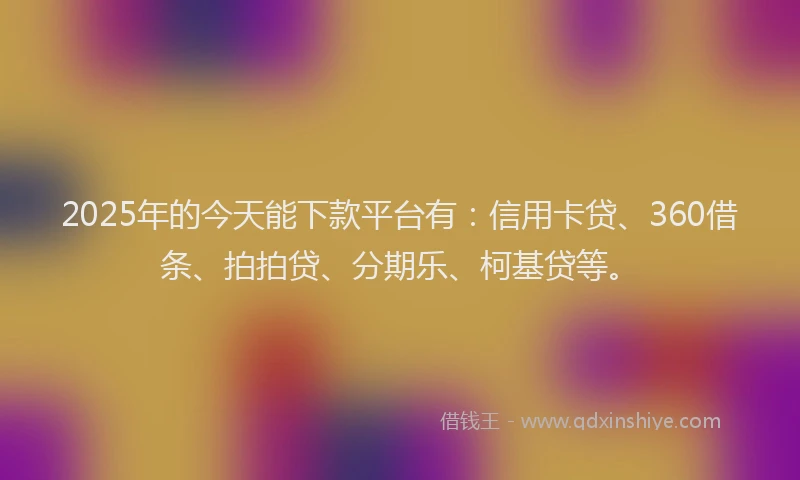 2025年的今天能下款平台有：信用卡贷、360借条、拍拍贷、分期乐、柯基贷等。