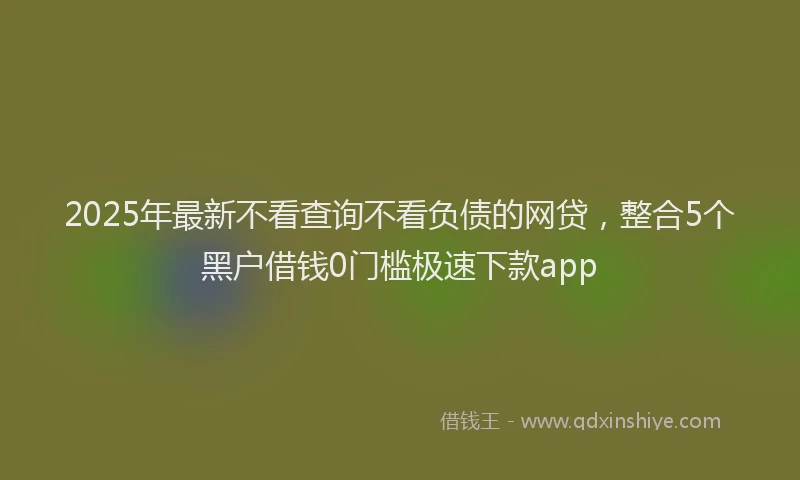 2025年最新不看查询不看负债的网贷，整合5个黑户借钱0门槛极速下款app