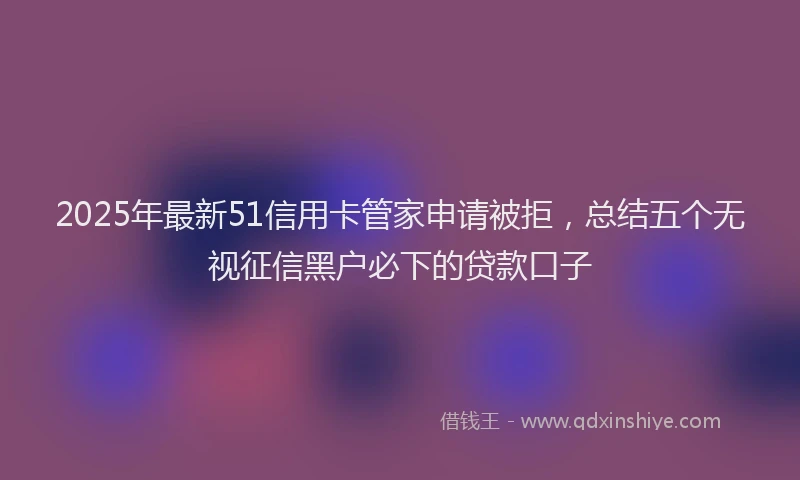 2025年最新51信用卡管家申请被拒，总结五个无视征信黑户必下的贷款口子